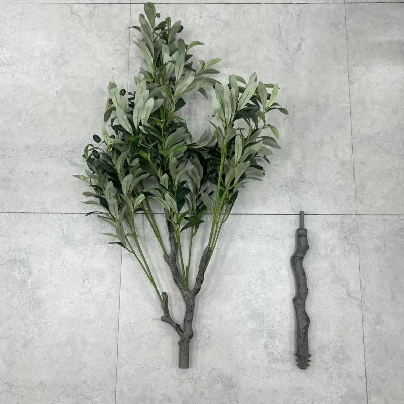 plantes artificielles vertes tronc gris brun moderne decoration intérieure anniversaire exposition sans pot faux
