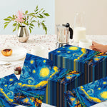 serviettes jetables bleu jaune noir motif van gogh nuit étoile pliées dépliées festive artísticas