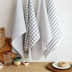 serviettes cuisine coton noir blanc rouge carreaux rayures classiques minimaliste rustic table nettoyage