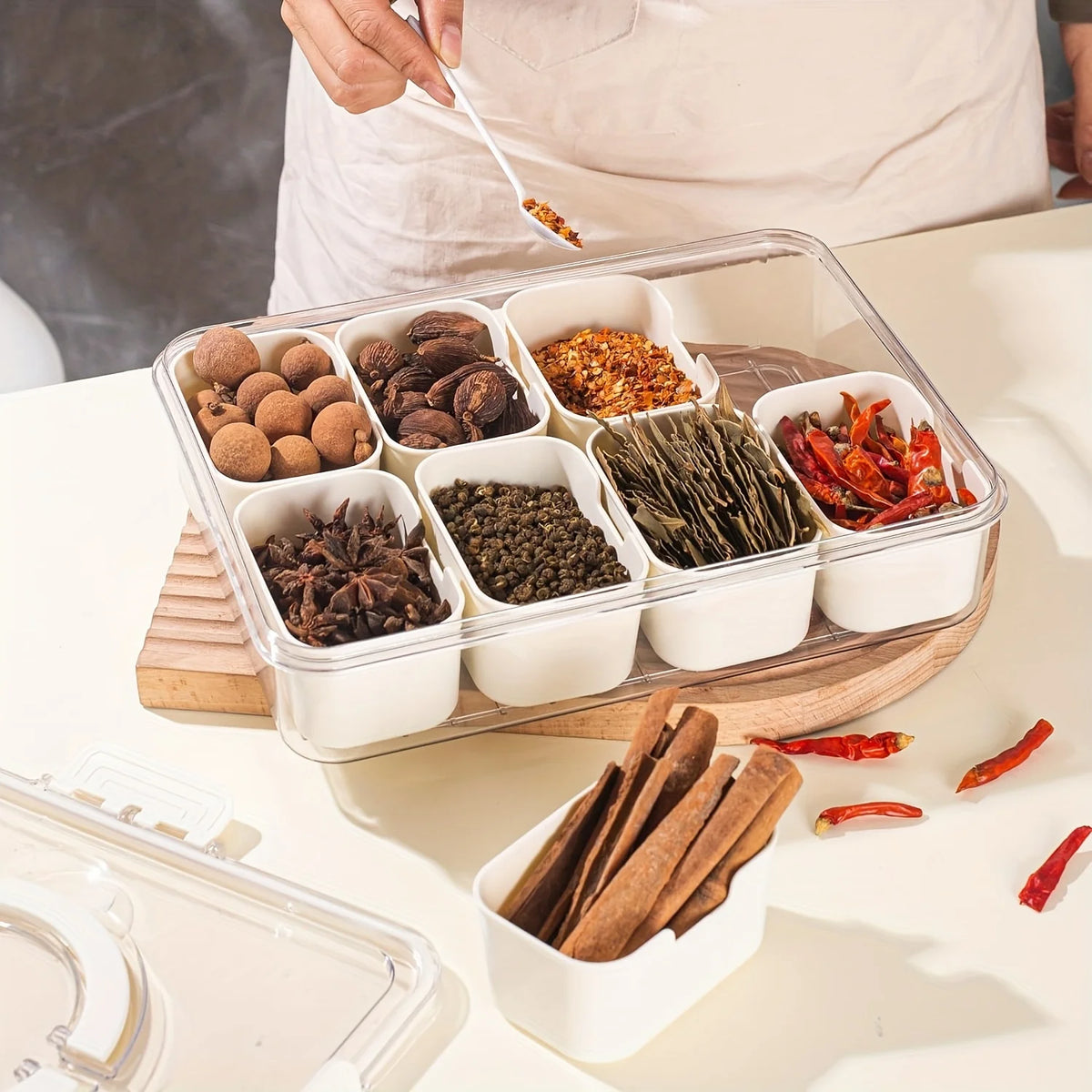 boîte compartiments transparente moderne réutilisable boucle fermeture fruits légumes snacks noix portable