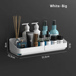 étagère rangement murale adhésive bleu jaune blanc moderne bouteilles flacons pots cosmétiques salle bains