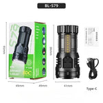 lampe torche noire led rechargeable 9led cob lumiere forte aimantée modernisée robuste