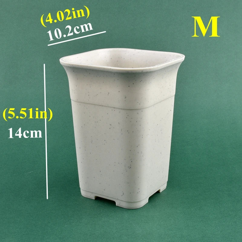 Pots fleurs carrés modernes blanc noir grains drainage 10 pièces