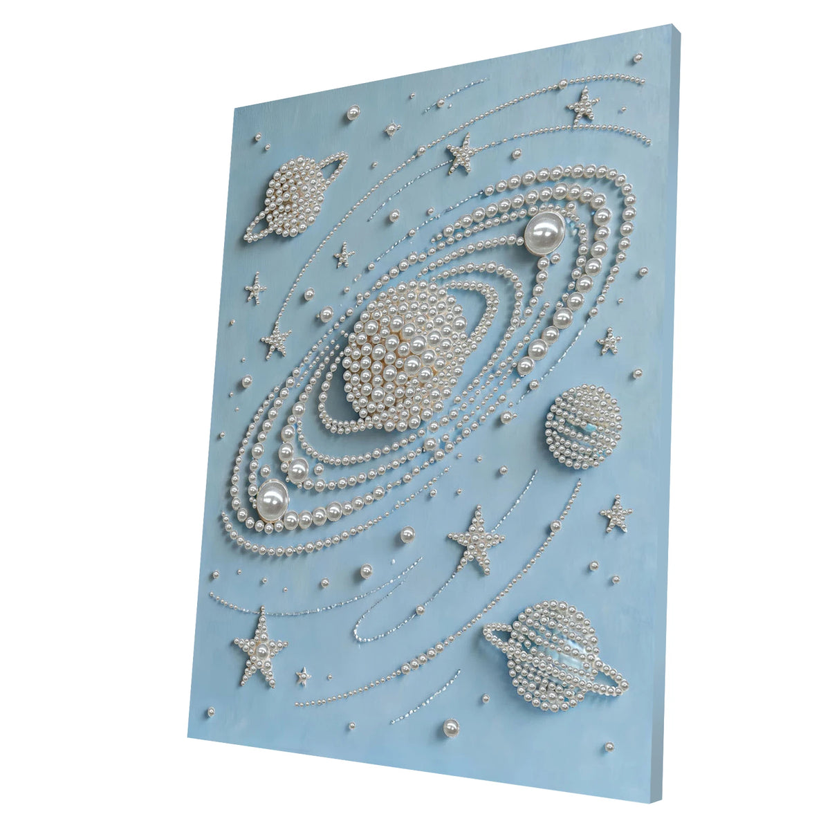 kit peinture points tableau décoratif baleine océan fleurs bleu blanc beige