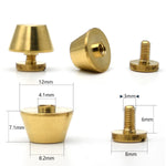 boutons cuir dorés classiques vis lisses sacs main maroquinerie 10x6mm 12x7mm