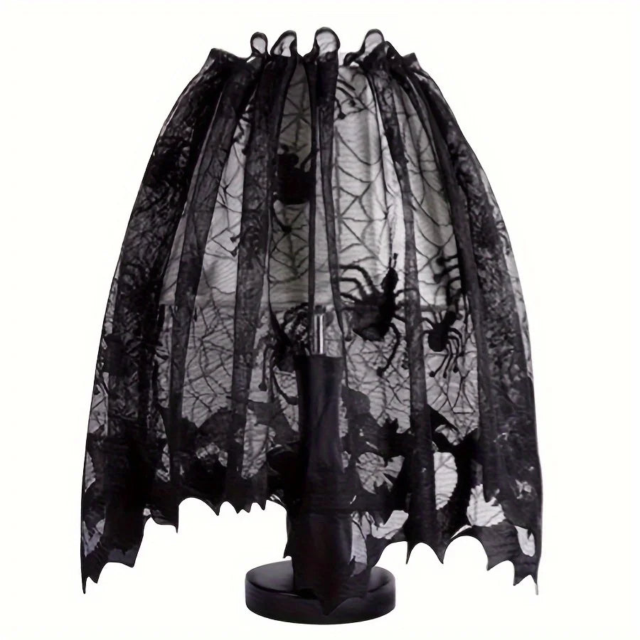 abat jour noir toile araignée motifs halloween translucide dentelle éclairage festif gothique captivant
