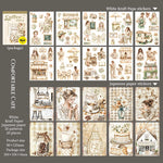 sticker autocollant livre vintage illustration personne animal floral 90x125mm scrapbooking album journal intime