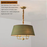 lampe suspendue or beige vert olive tissu fin métal minimaliste américaine chaîne ajustable ampoules