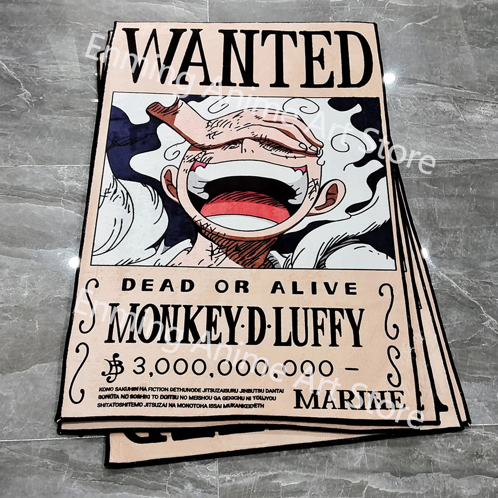 affiche anime wanted luffy dead or alive illustration marine 3000000000 vintage beige noir
