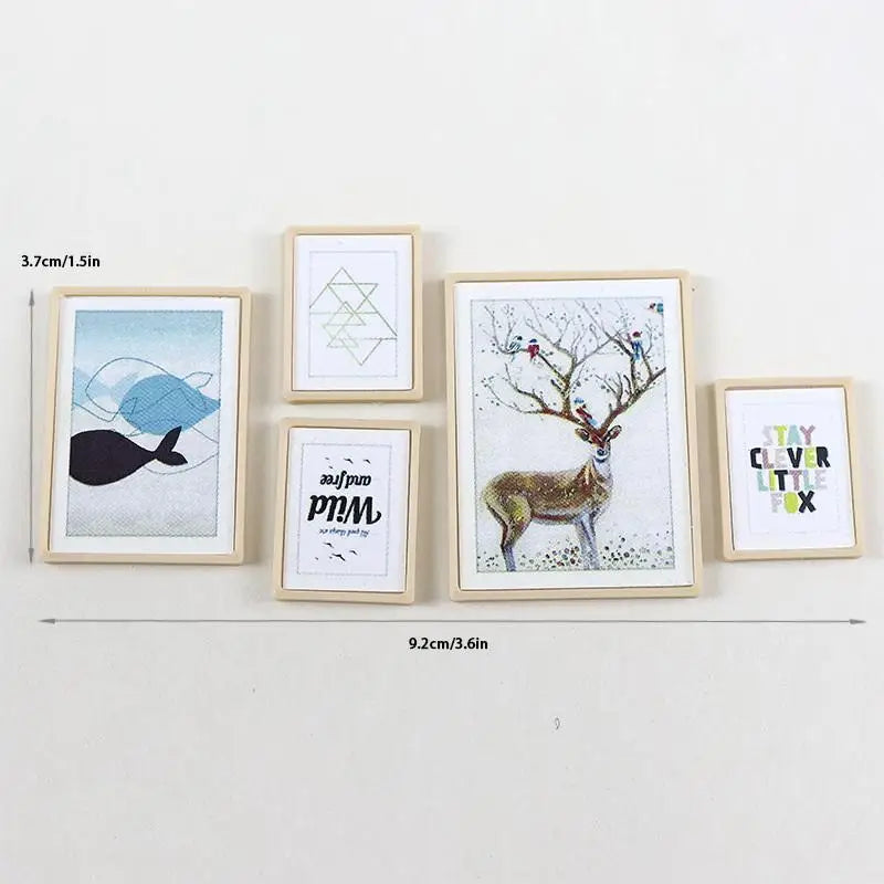 cadres photo miniatures vintage plantes bois clair paysages illustrations bleu gris minimalistes modernes