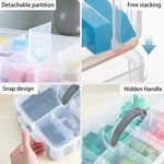 boîtes rangement transparentes étages clips poignées modernes organisation maison