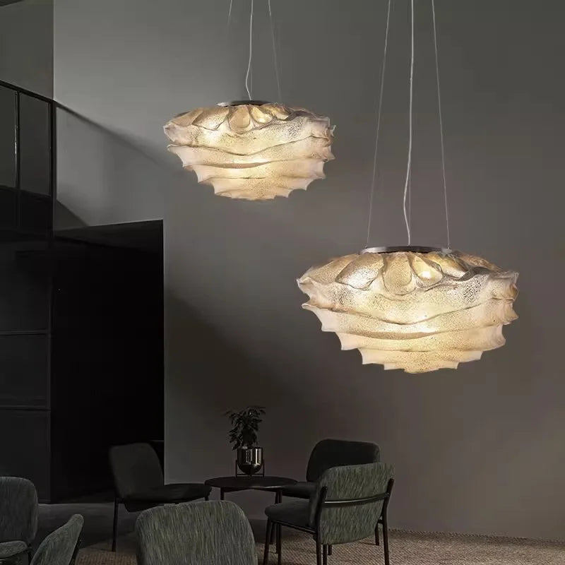 Suspension lumineuse moderne aluminium blanc gris ondulé câble suspendu salon chambrehôtel