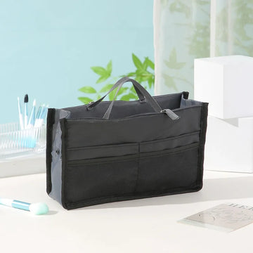 organisateur rangement violet gris zippé poches multiples réutilisable pratique nylon