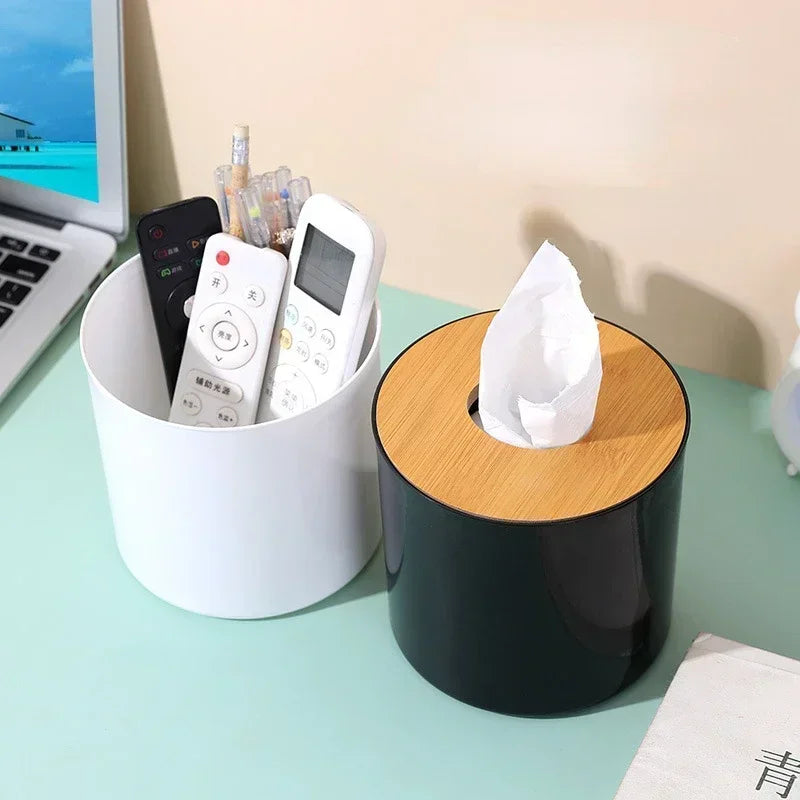 boîtes rangement mouchoirs blanc texture bois moderne salon cuisine toilette organiser accessoires minimaliste