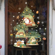 Autocollants de fenêtre Noël 2025 - Décoration PVC écologique avec motifs Père Noël et sapin