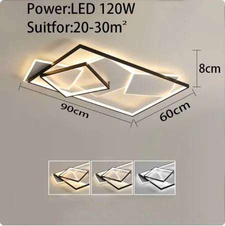 plafonnier led moderne minimaliste noir blanc géométrique carrés superposés opacité 105cm 90cm led145w led120w