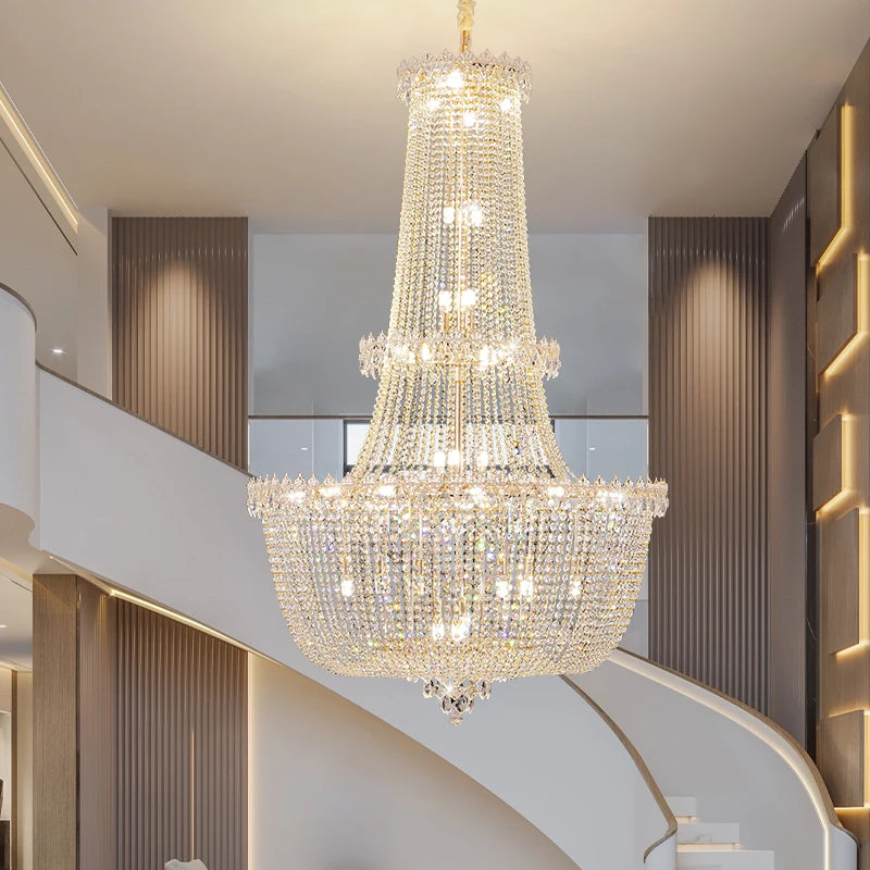 lustre cristal doré transparent classique chaîne ajustable ampoules e14 moderne chambre salon