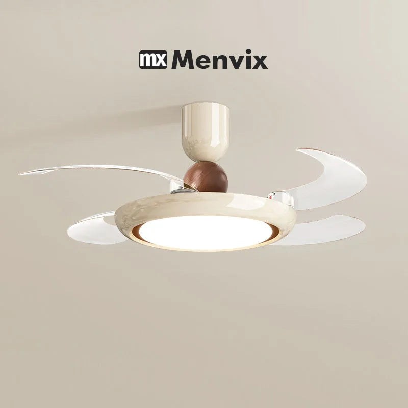 ventilateur lampe moderne blanc marron texture marbrée télécommande led
