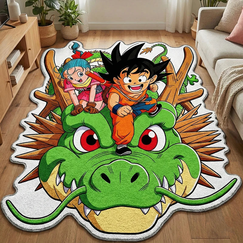 tapis dessin animé dragon ball goku bulma vert blanc rouge bleu 80cm 100cm 120cm