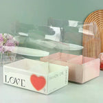 boîte gâteau transparente poignée détachable compartiments rose clair LOVE FASHION GIRL moderne minimaliste