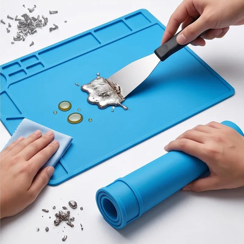 tapis yoga bleu moderne antidérapant thermomètre tournevis pièces rechange clips pinces