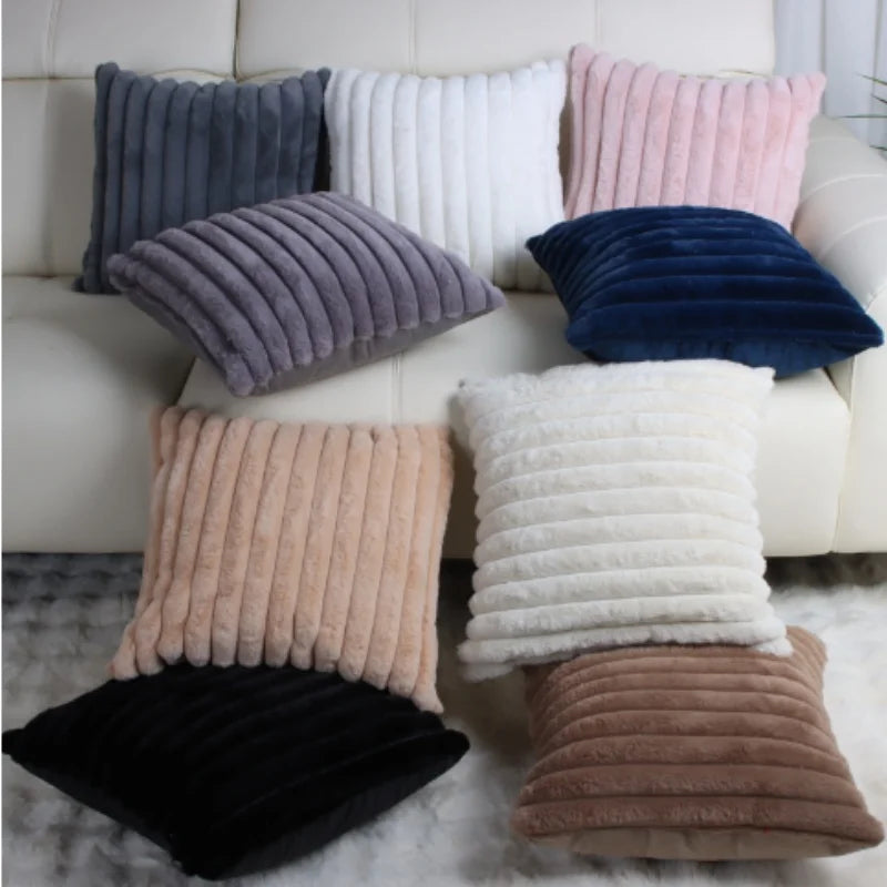 taie d'oreiller moderne rayée coussin plush blanc respectueux environnement simple hospitalière 45x45cm