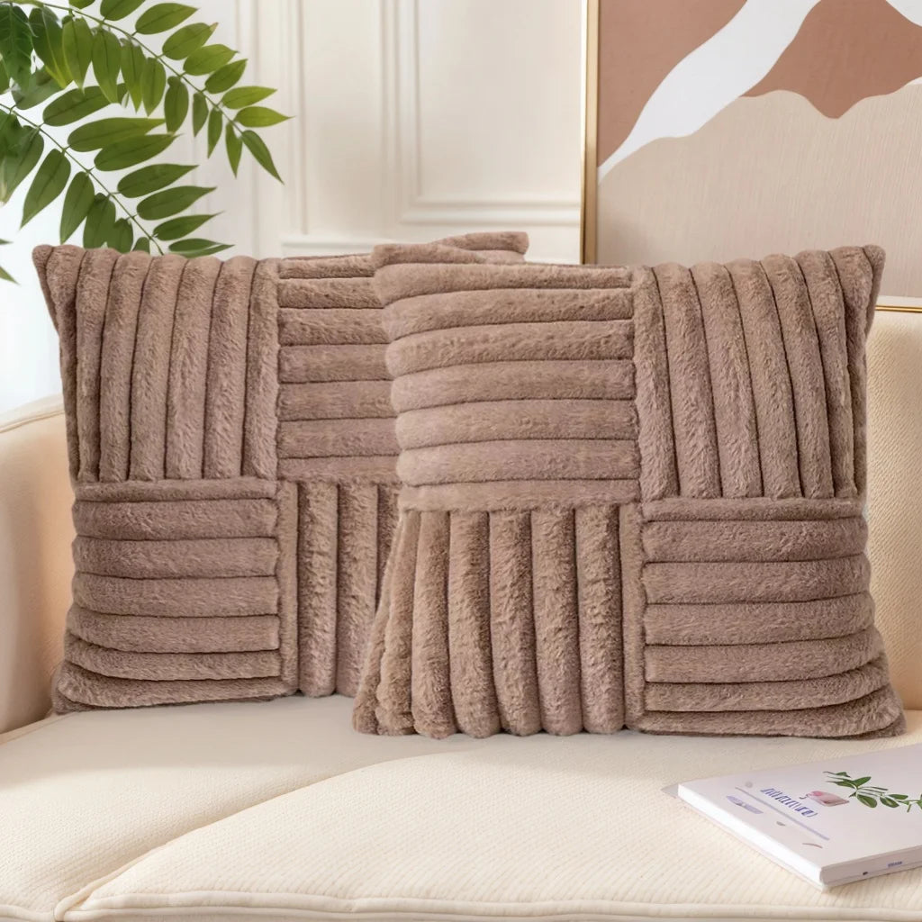 housses coussin polyester rayées blanc modernes adhésives occasionnelle décoration maison