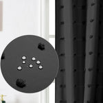rideau douche moderne motif floral pompons vert clair rose noir crochets