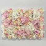 panneau mural fleurs artificielles rose blanc beige decoration romantique mariage anniversaire intérieur 60cmx40cm