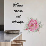 autocollant mural moderne bouquet fleurs inspirantes quotes chambre salon pvc adhésif rose vert noir