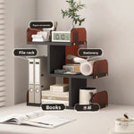 étagère moderne minimaliste bois respectueux environnement noir marron blanc porte documents calculatrice tasse