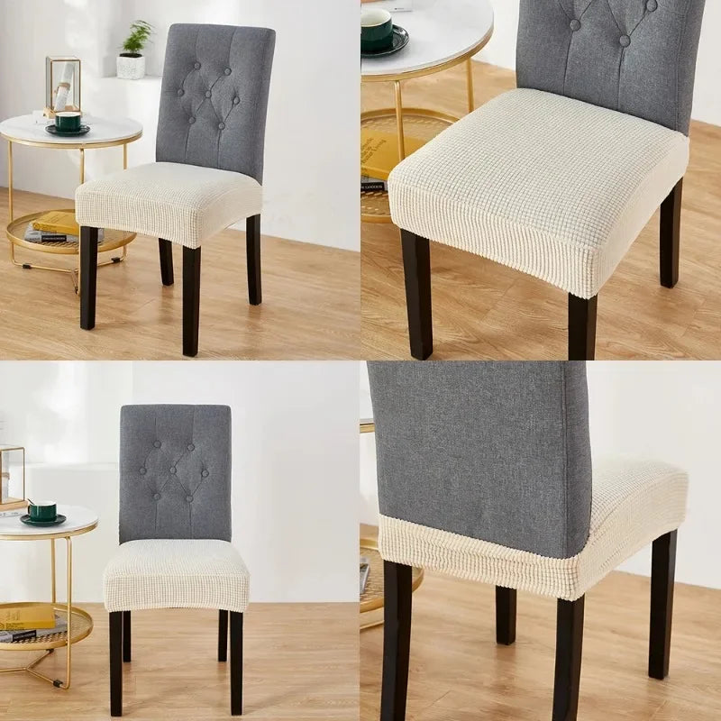 couvre siège chaise tissu carreaux beige moderne antidérapant élasthanne polyester