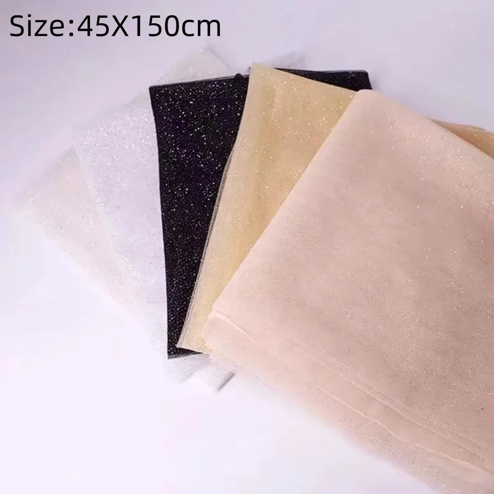 tissu pailleté blanc doré élégant décoration couture 45x150cm glamour opaque bricolage