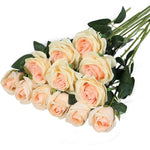 bouquet roses artificielles blanc rouge feuilles vertes classique decoration maison anniversaire saint valentinintérieur
