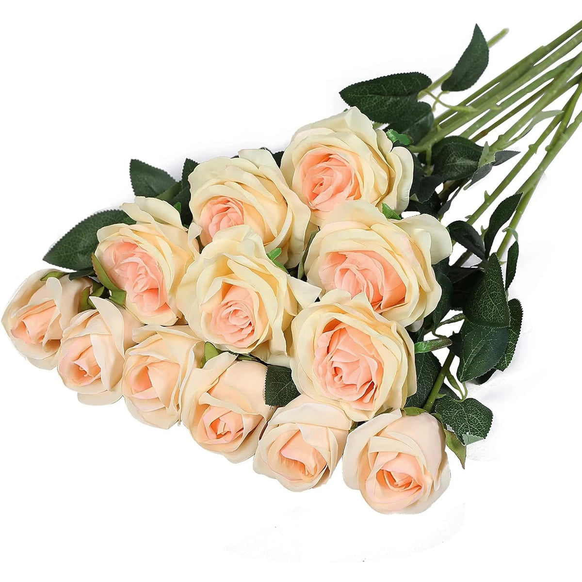 bouquet roses artificielles blanc rouge feuilles vertes classique decoration maison anniversaire saint valentinintérieur