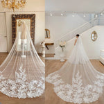 voile mariée blanc ivory dentelle broderie florale transparente classique longueur cathédrale erotique