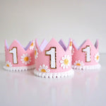 couronne enfant anniversaire 1ère année rose clair fleurs doré photo décoration bébé fête