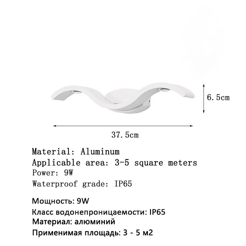 applique murale moderne led noir blanc éclairage quotidien ip65 extérieur étanche fixée mur trois