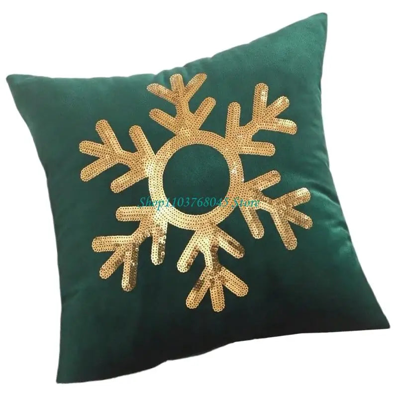 taies d'oreiller patchwork noël motifs neige pailletés cannes sucre rouge blanc vert doré festive