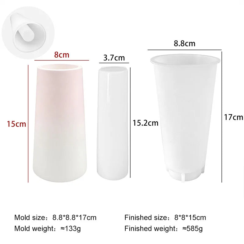 moule silicone vase artisanal décoration intérieure fleurs séchées plâtre motifs circulaires modernes minimalistes