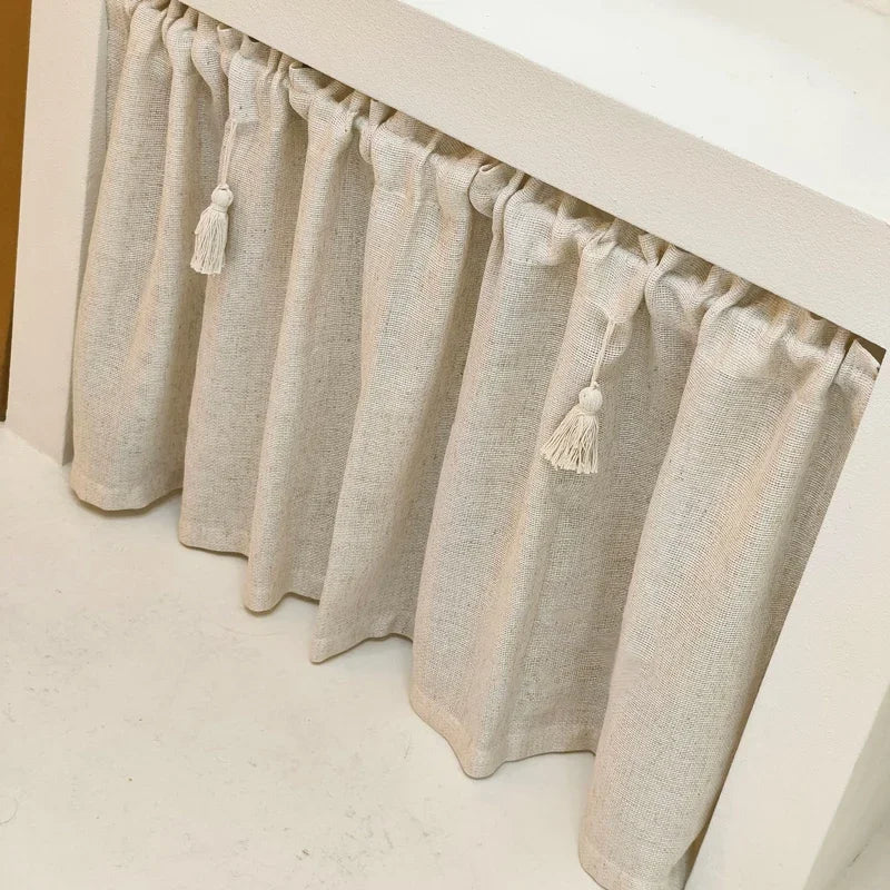 rideau coton lin beige rustique bohème fenêtre tringle decoration interieur champetre boheme tasson corde