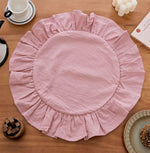 Serviette de table en coton à volants gris foncé