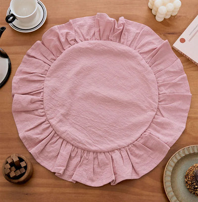 Serviette de table en coton à volants gris foncé