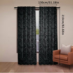 rideau deux pièces polyester motifs floraux relief noir élégants tringle rideau dimensions variées