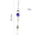 Spirale métallique spirale tail ball décor suspendu cristal verre violet structure argentée wind spinner