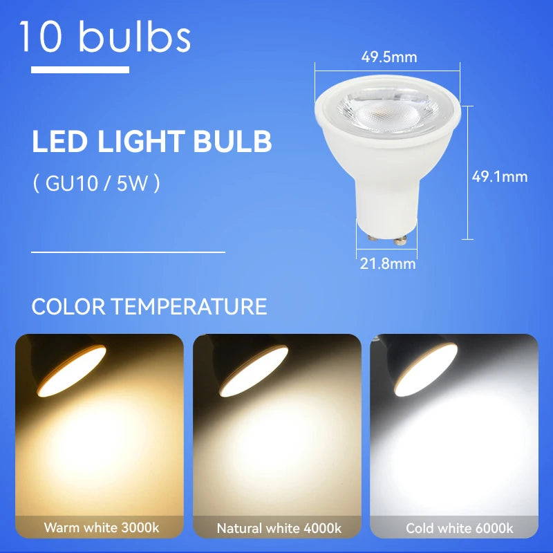 ampoules led gu10 blanc chaud sans scintillement 5w moderne ac85265v