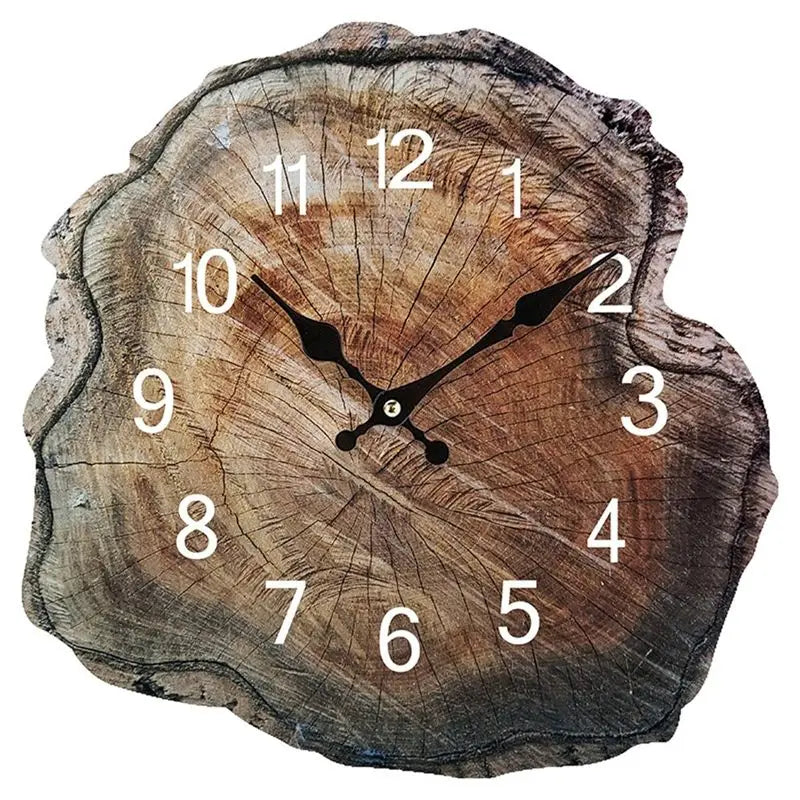 horloge murale bois naturelle rustique salon décoration vintage tranches marron brunOpaque horloge murale bois