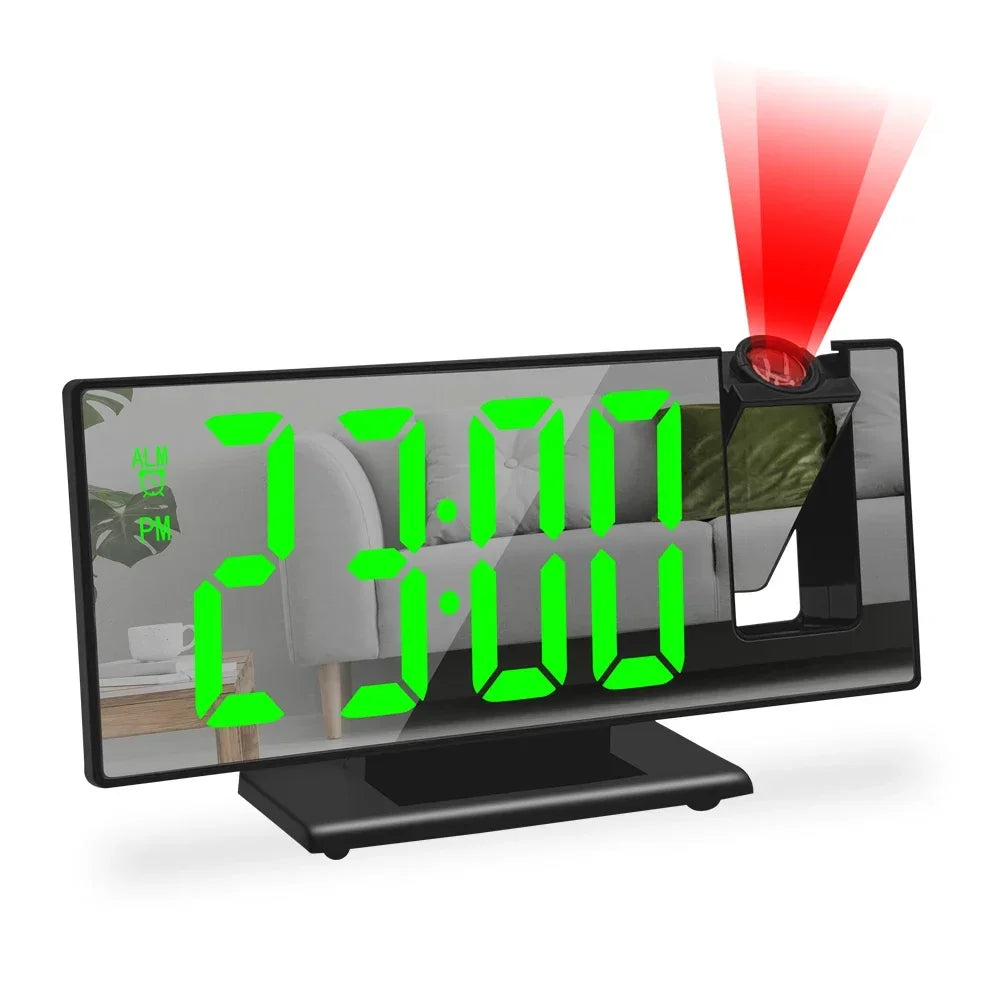 horloge numérique projecteur noir blanc vert lumineuse moderne minimaliste LED USB