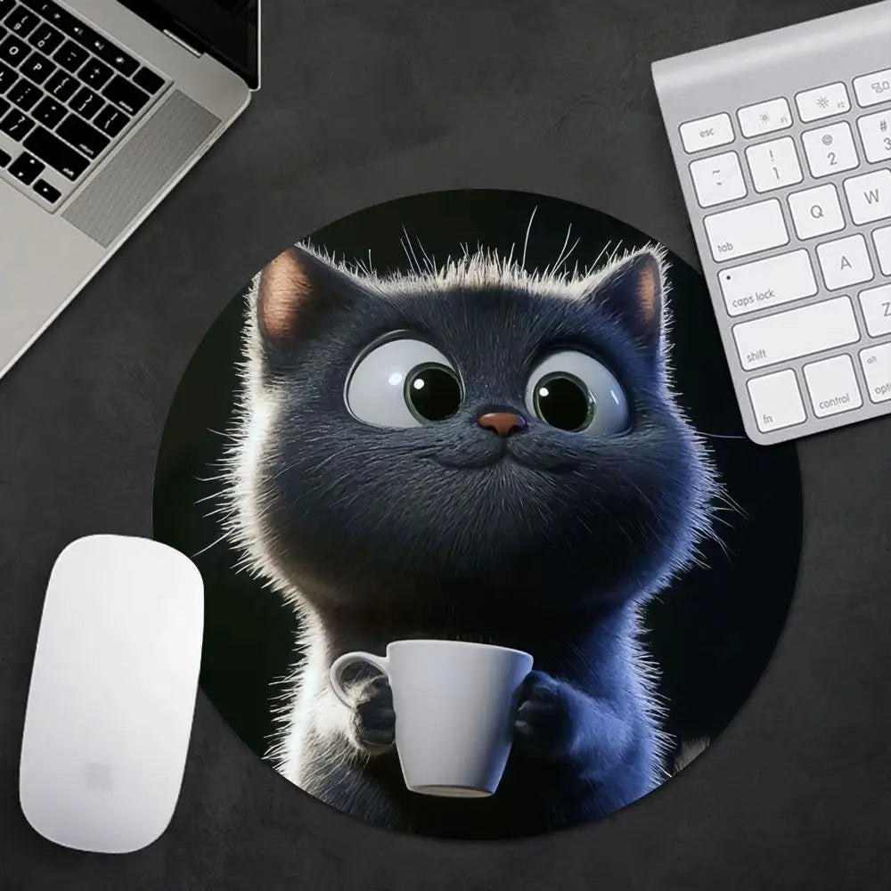 tapis souris chat noir tasse dessin animé 22cm 22cm antidérapant caoutchouc durable