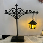 lampe poser rétro noire motif géométrique métal tringle suspension led
